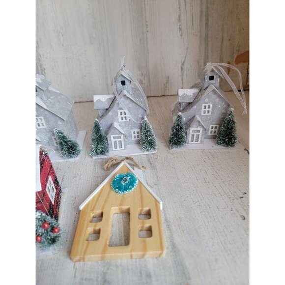 Winter scenic snow house ornament Xmas set unique home - Picture 5 of 8